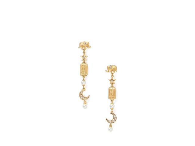 Womens Gold-Plated, Cubic Zirconia & Faux Resin Pearl Charm Linear Earrings Product Image