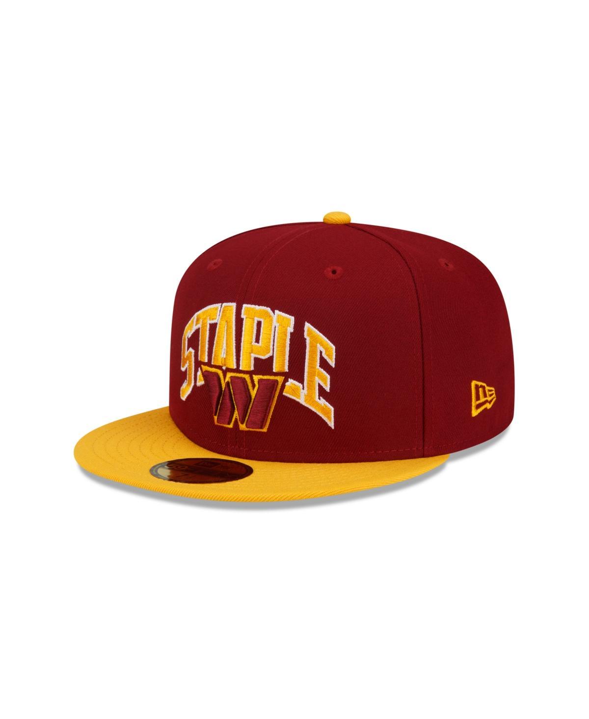 Mens New Era Burgundy/Gold Washington Commanders NFL x Staple Collection 59FIFTY Fitted Hat Med Red Product Image