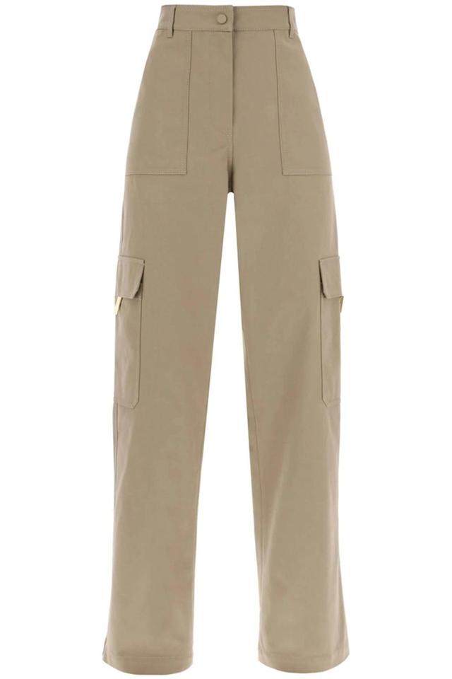 High Waist Wide Leg Trousers In Cream Product Image