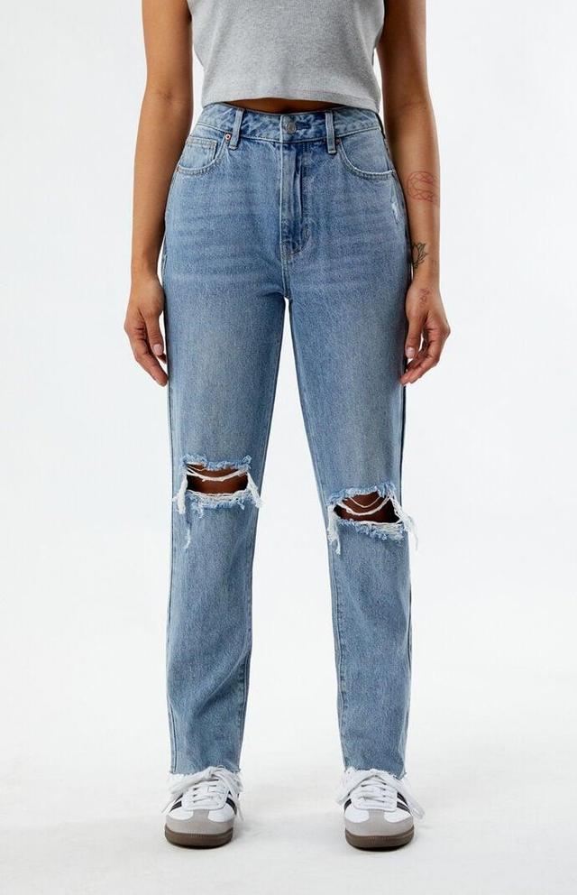 Women's Eco Ripped Mom Jeans - Product Image