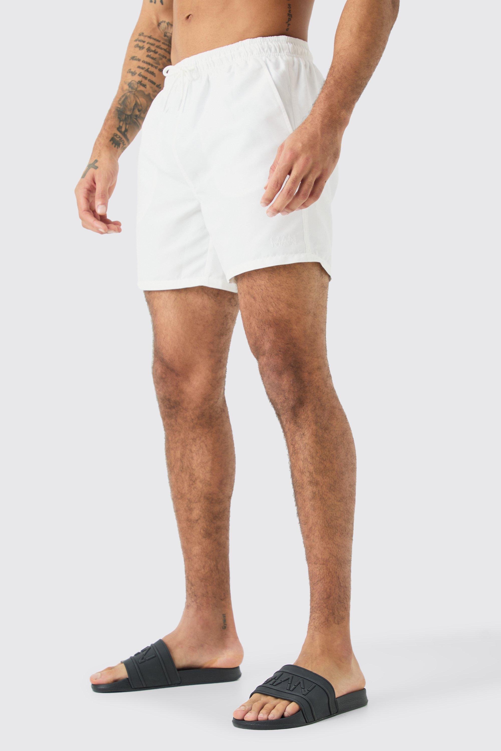 Original Man Mid Length Swim Trunks | boohooMAN USA Product Image