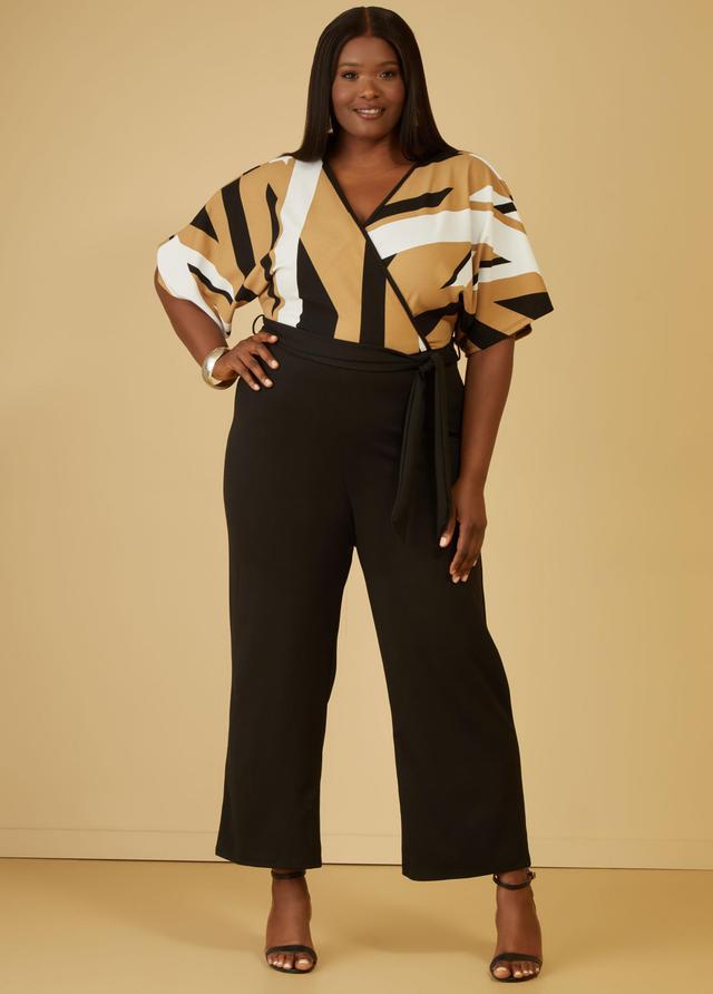 Plus Size Abstract Straight Leg Jumpsuit Ashley Stewart Product Image