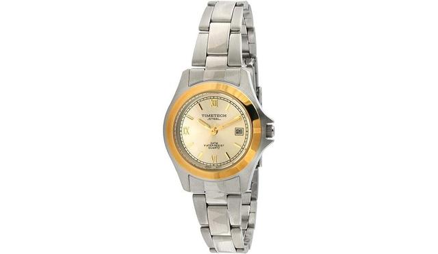 Timetech Womens Stainless Steel Round Two-Tone Bracelet Watch Product Image