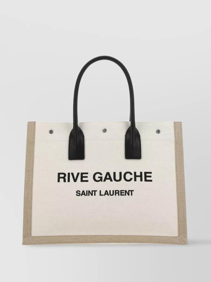 SAINT LAURENT Large Canvas Tote With Striking Handles In Cream Product Image