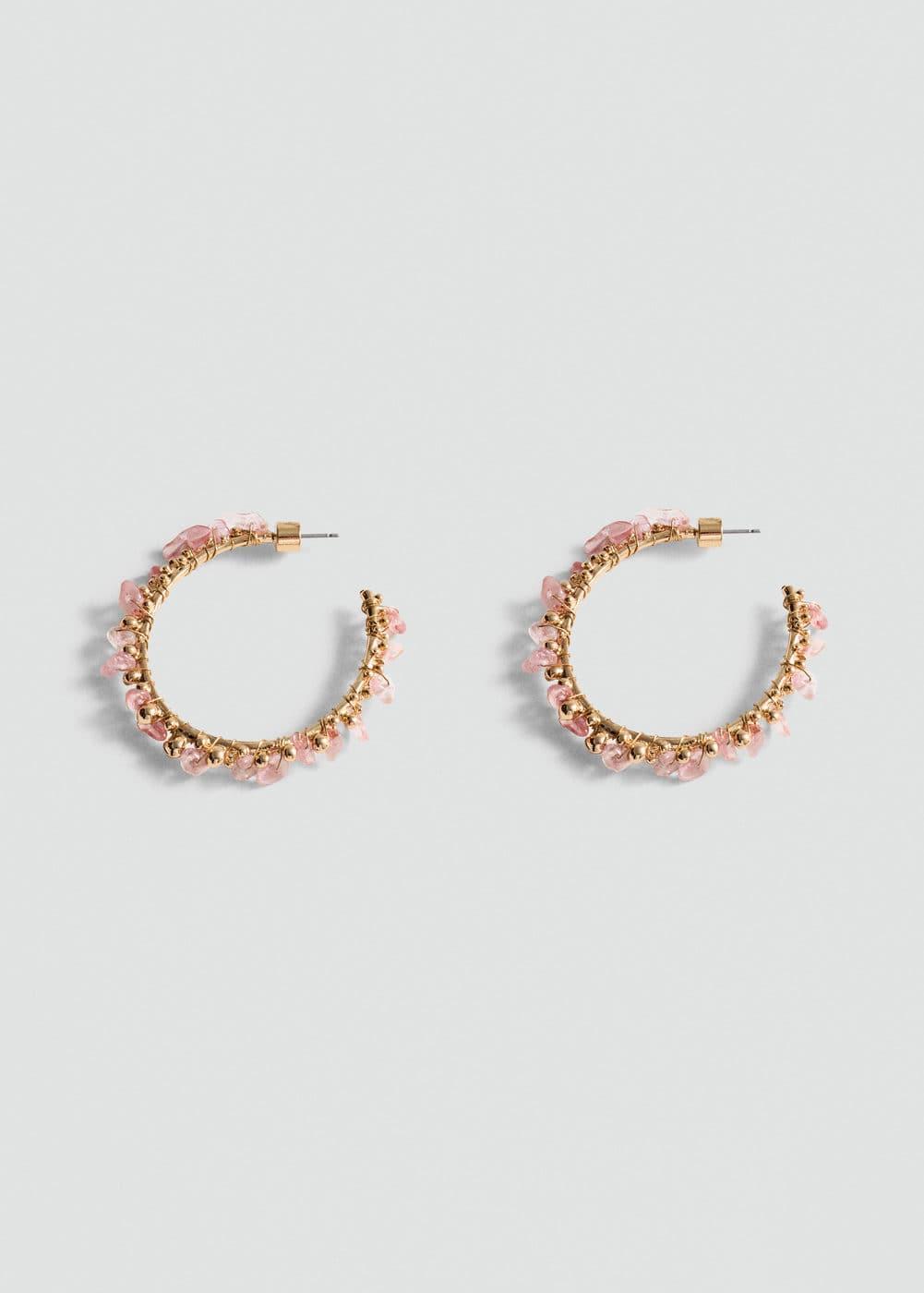 MANGO - Bead hoop earrings - One size - Women Product Image