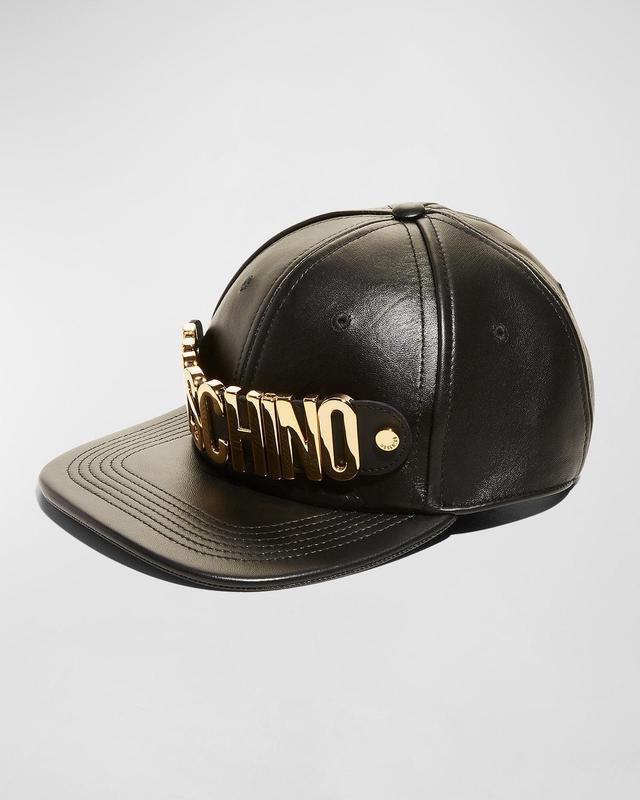 Mens Logo-Strap Leather Baseball Hat Product Image