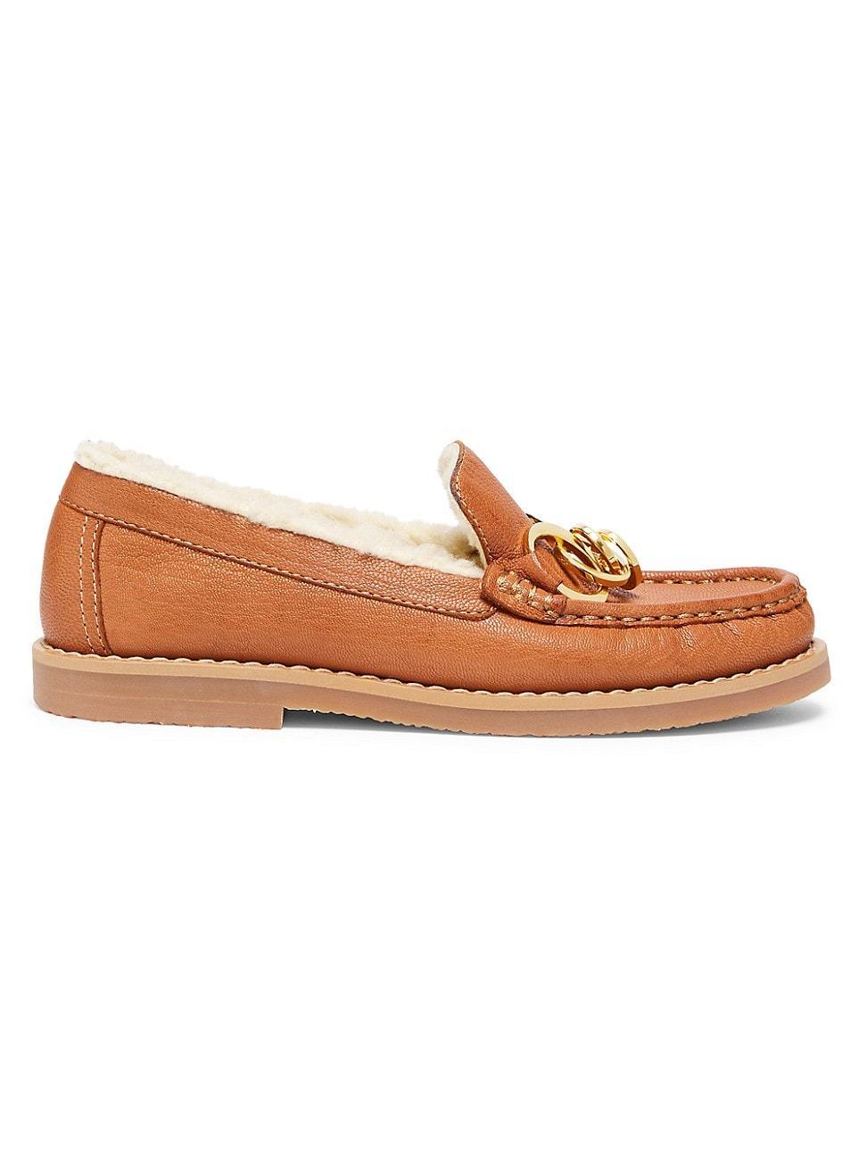 Womens Jane Sherpa-Trimmed Leather Loafers Product Image