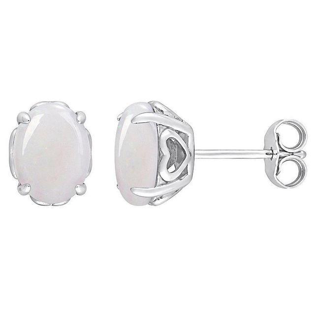 Stella Grace Sterling Silver & Gemstone Oval Stud Earrings, Womens, White Product Image