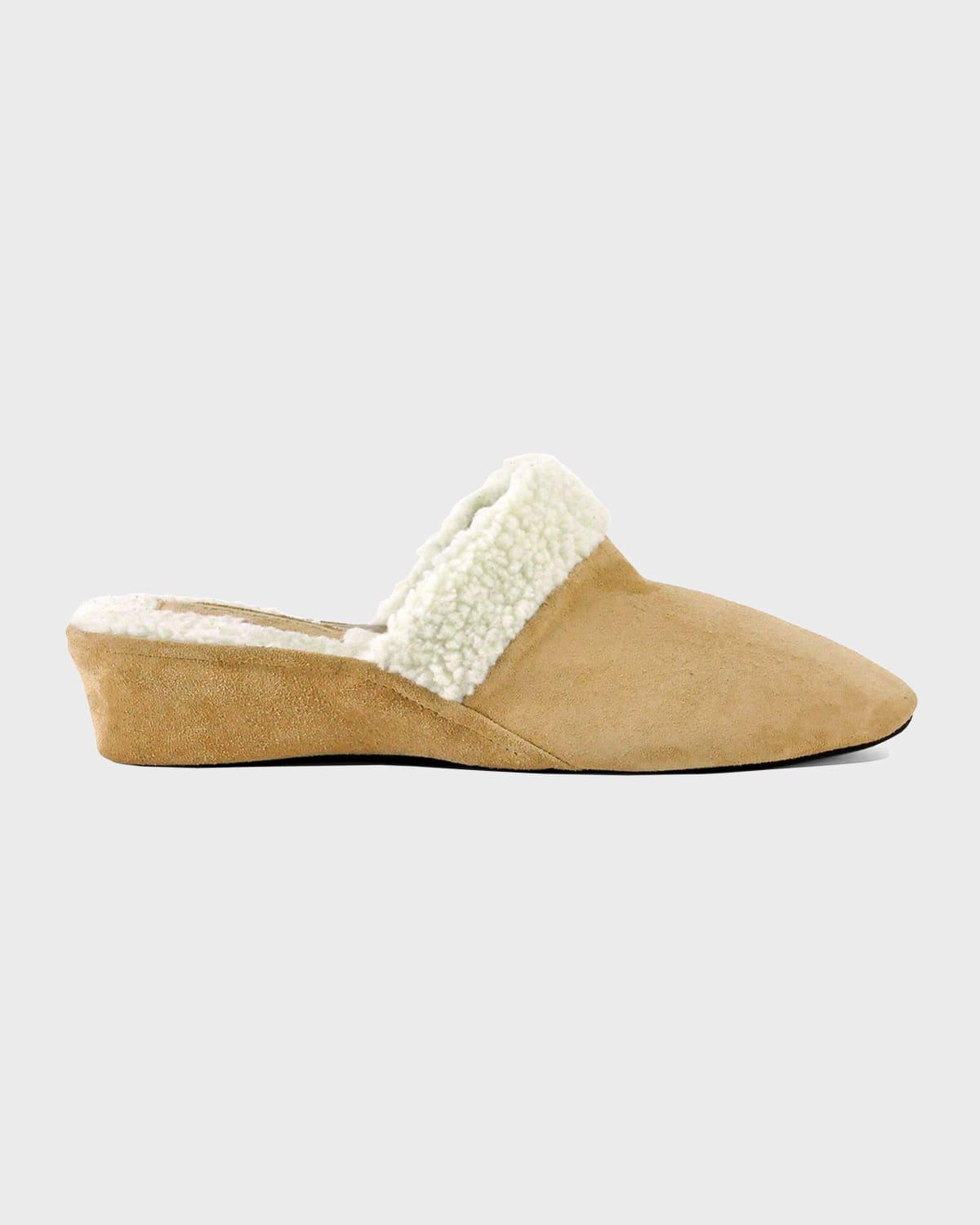 Suede & Faux Shearling Slippers Product Image