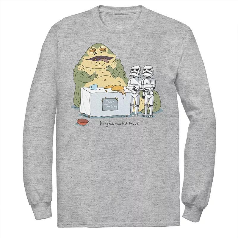 Mens Star Wars Jabba The Hutt Taco Tuesday Bring Me The Hot Sauce Tee Athletic Grey Product Image