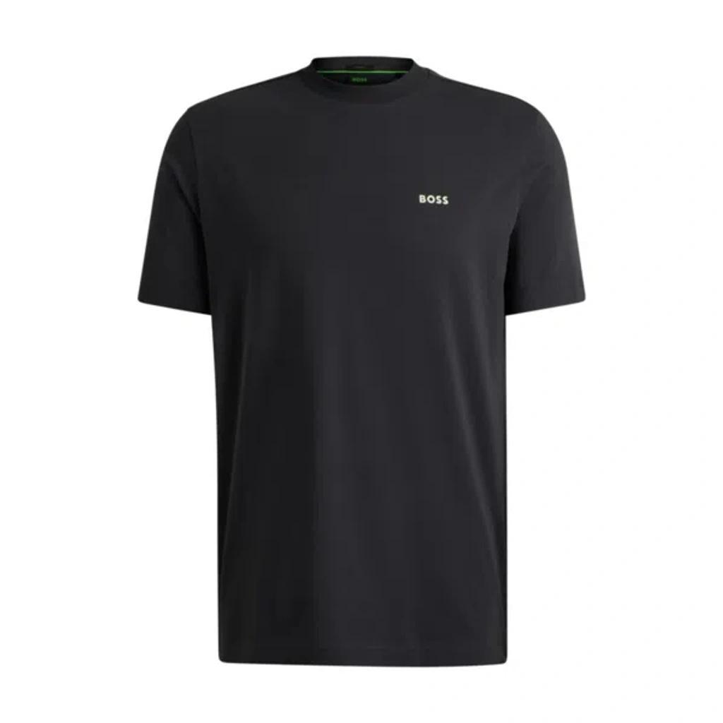 Stretch-cotton Regular-fit T-shirt With Contrast Logo In Anthracite Product Image