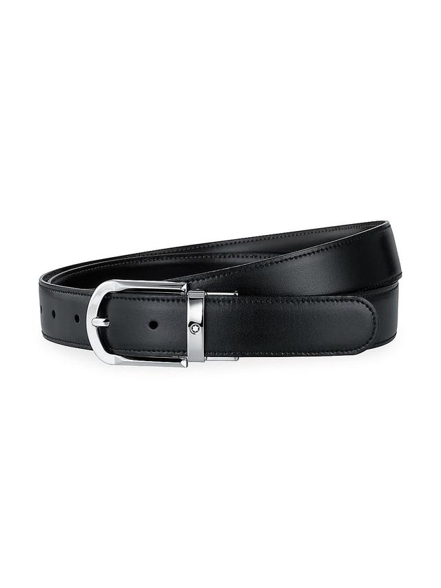 Mens Horseshoe-Buckle Reversible Leather Belt Product Image