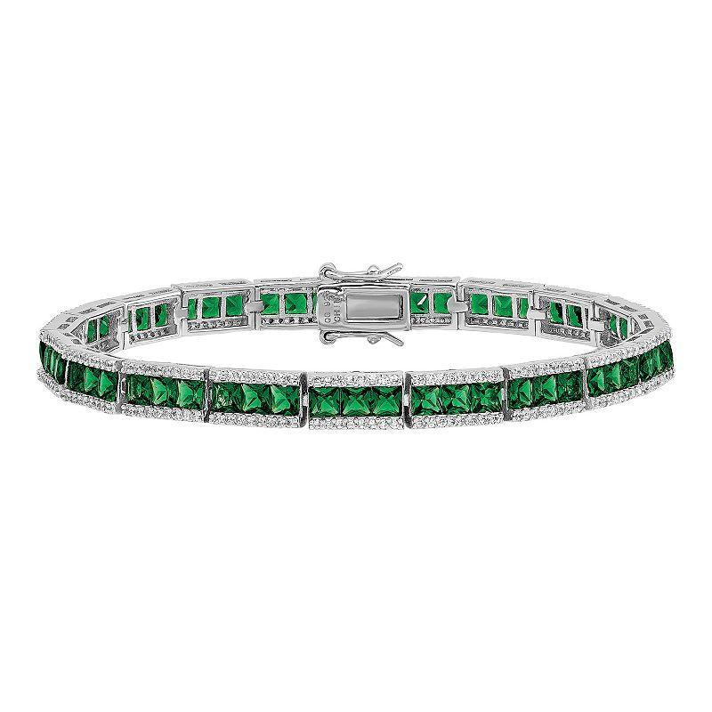 Sophie Miller Sterling Green Crystal & Cubic Zirconia Bracelet, Womens Product Image