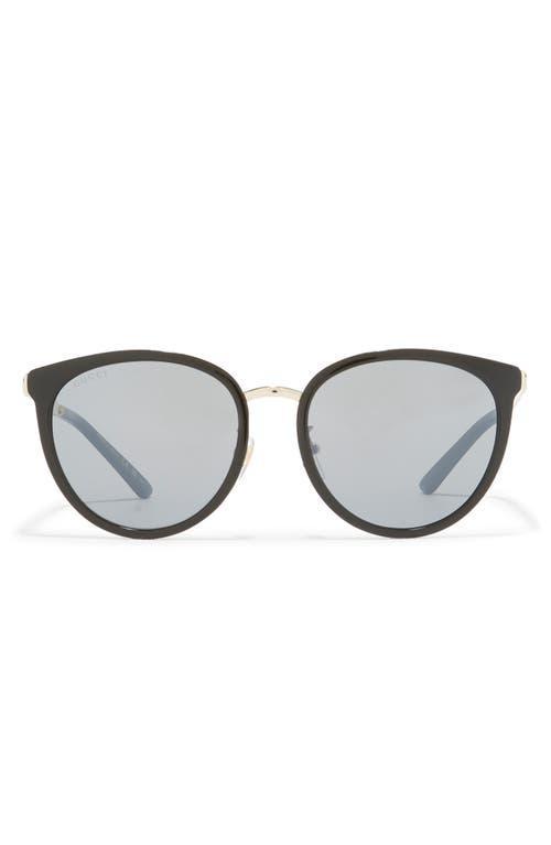 56mm Round Sunglasses In Black Gold Silver Product Image