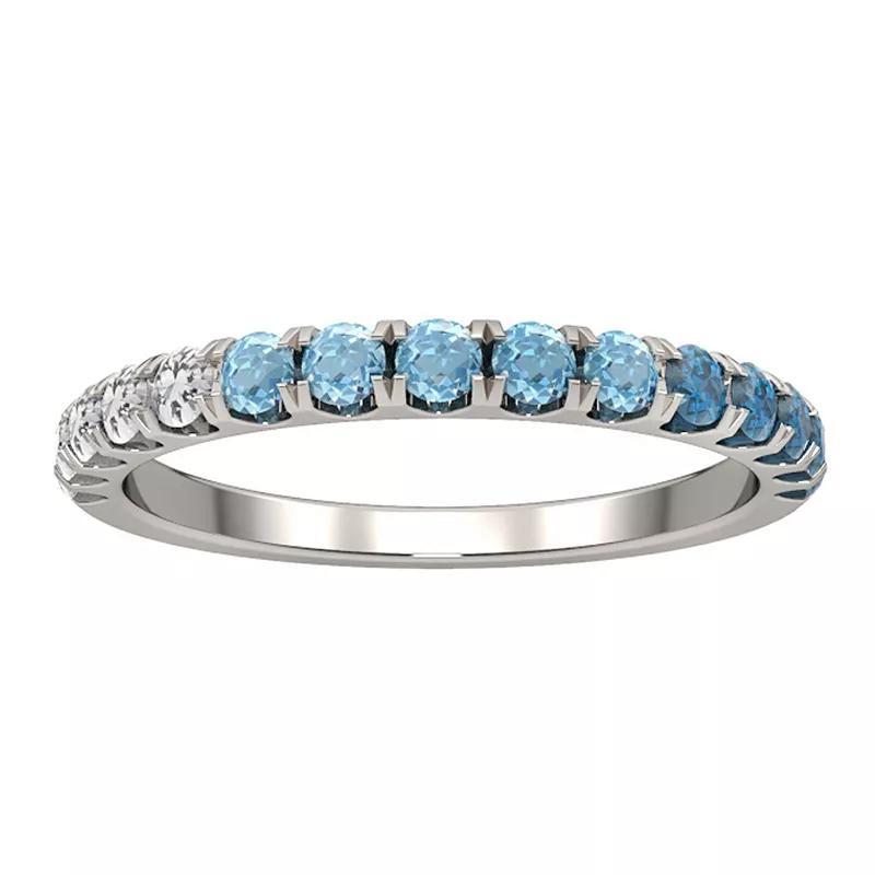 Sterling Silver Blue Topaz Ombre Band Ring, Womens Product Image