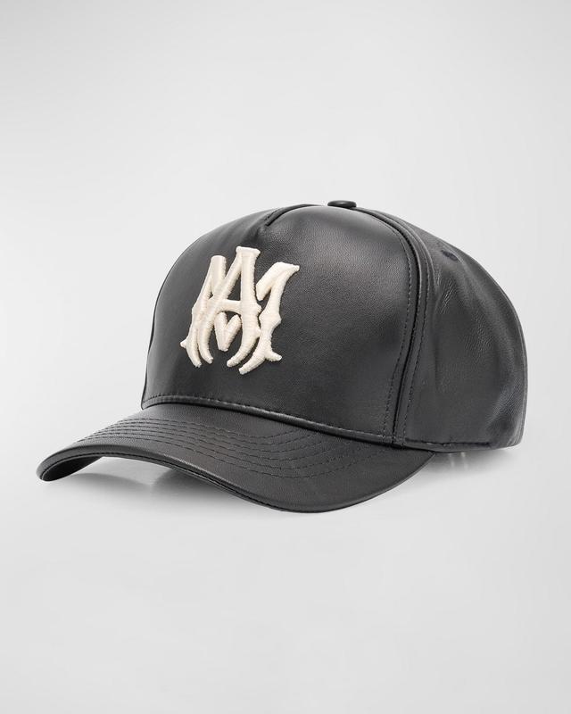 Mens Leather MA Baseball Hat Product Image