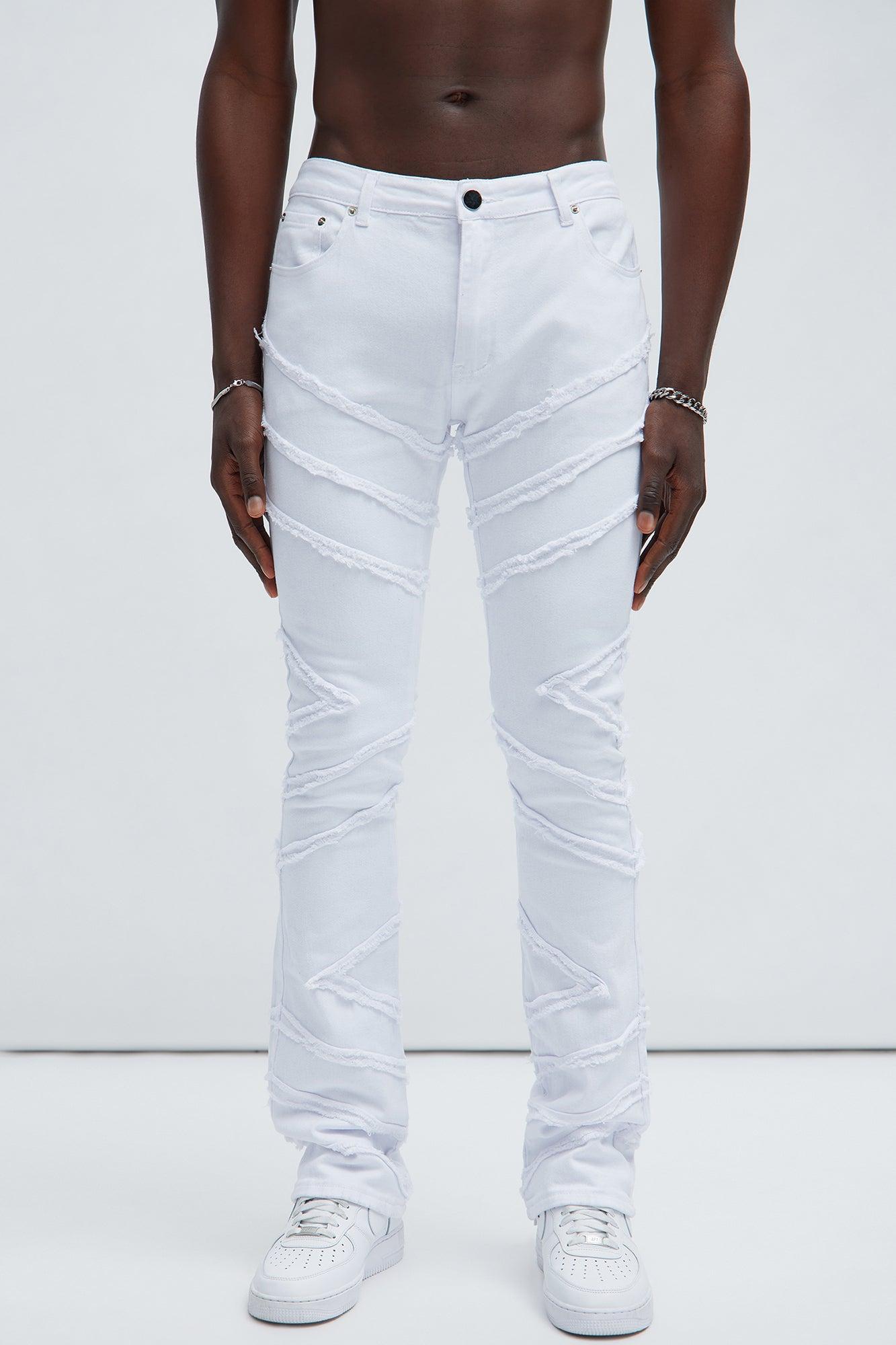 Check Me Out Fray Stacked Skinny Flare Pants - White Product Image