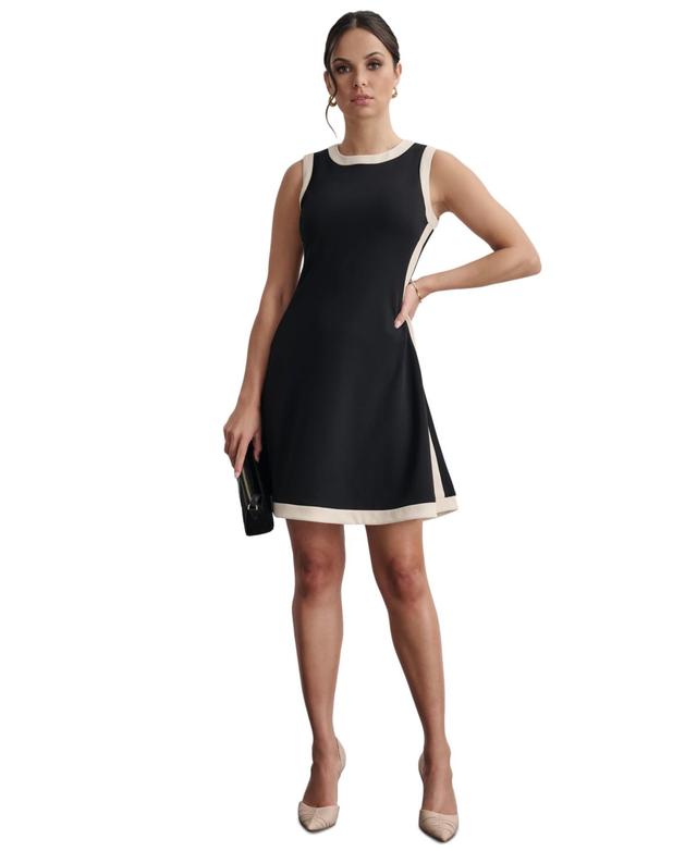 Dkny Petite Sleeveless Contrast-Trimmed Dress - Black Product Image