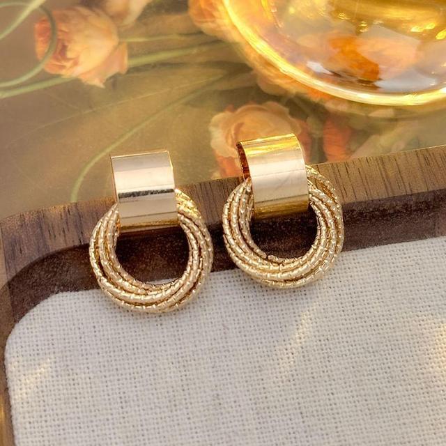 Layered Hoop Alloy Drop Earring Product Image