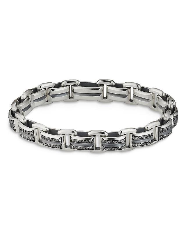 Mens Deco Beveled Link Bracelet in Silver, 7.5mm Product Image