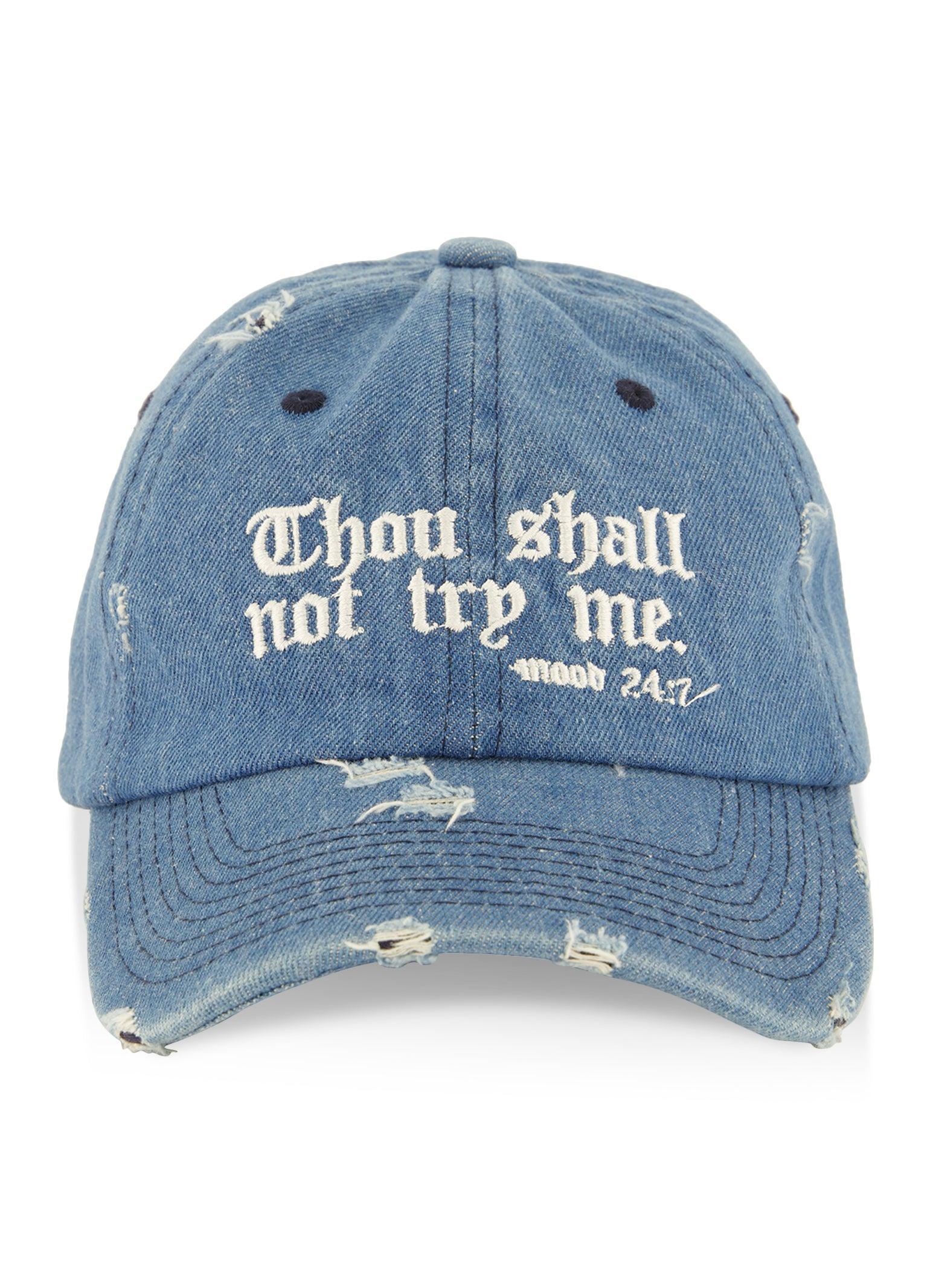 Thou Shall Not Try Me Distressed Baseball Cap Female Product Image