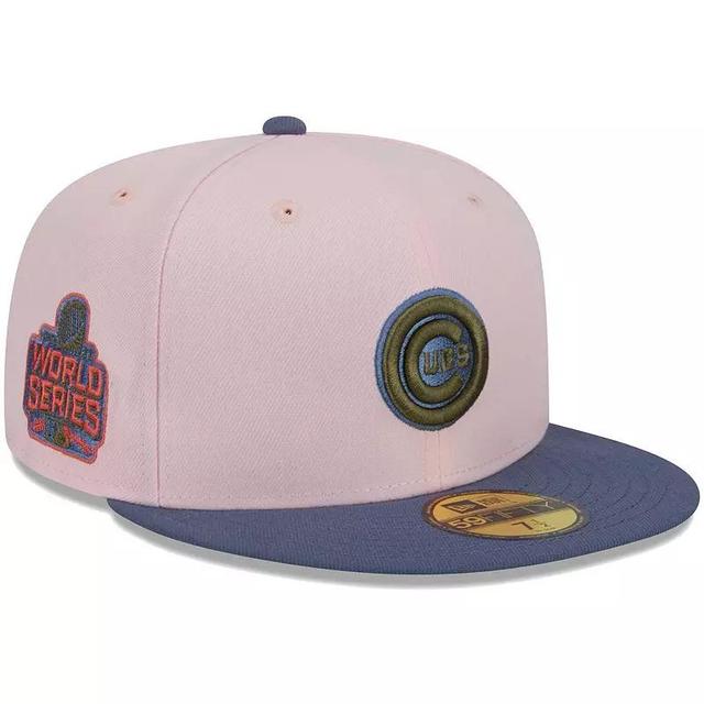 Mens New Era Pink/Blue Chicago Cubs Olive Undervisor 59FIFTY Fitted Hat Product Image