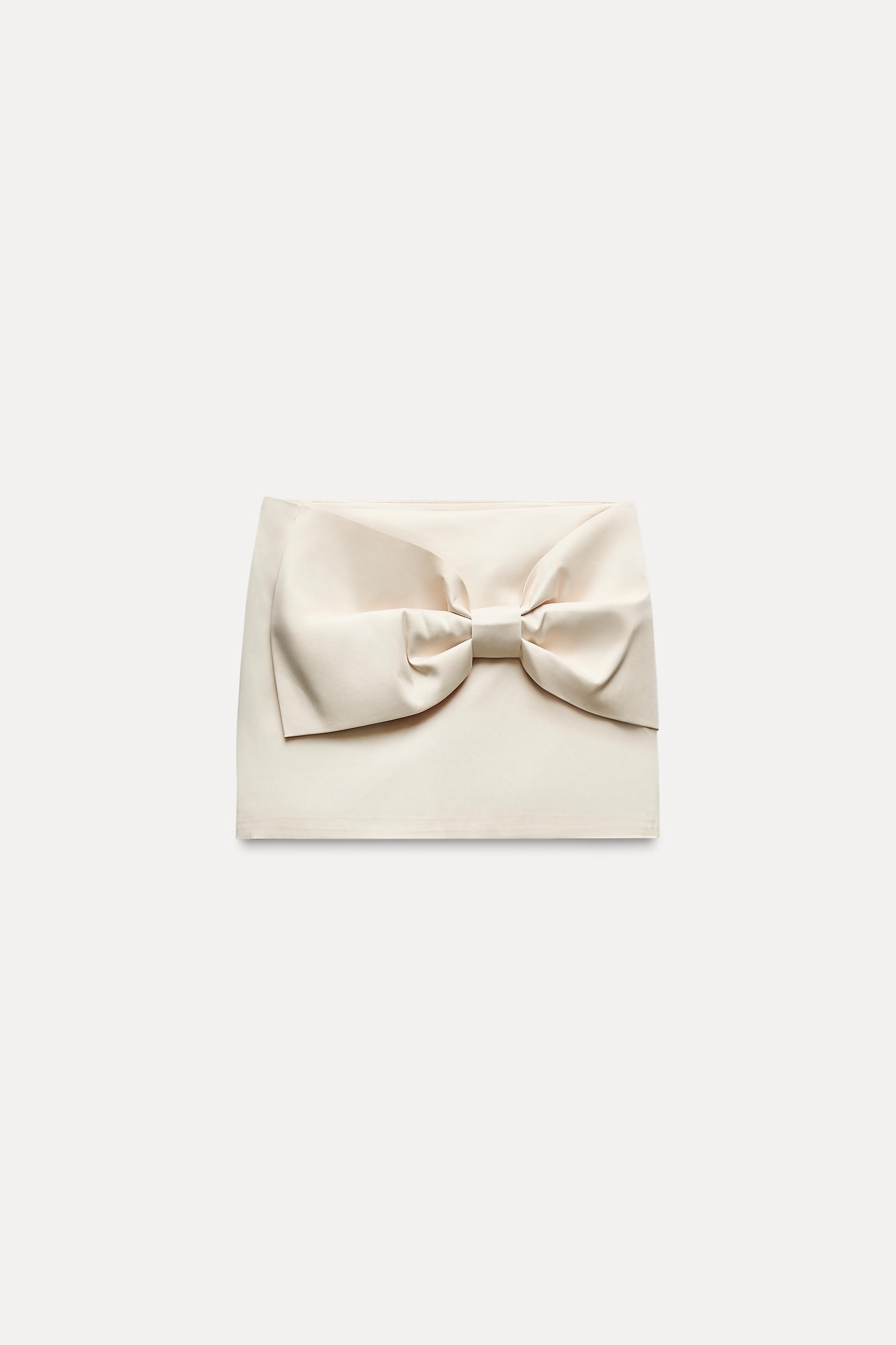 SATIN EFFECT BOW MINI SKIRT Product Image