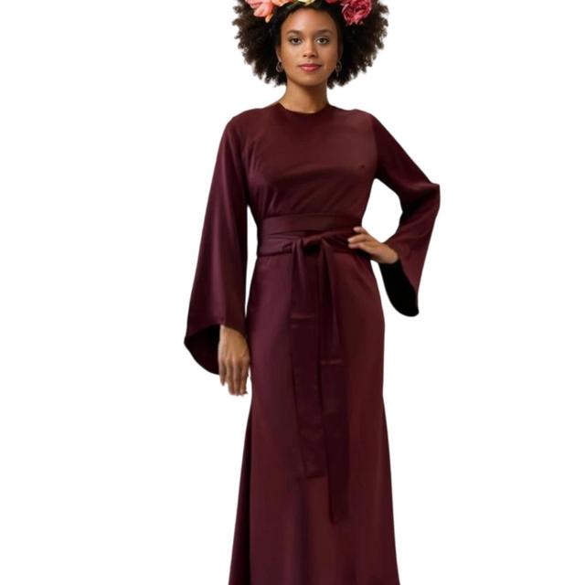 Profile Satin Belle Sleeves Dress Product Image