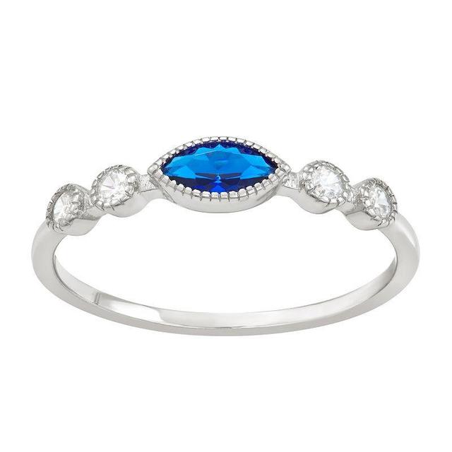 Sterling Silver Lab-Created Blue Spinel & Cubic Zirconia Ring, Womens Product Image