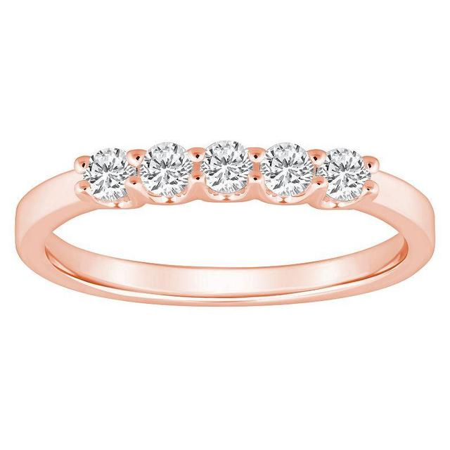 Alyson Layne 14k Gold 1/3 Carat T.W. Diamond 5-Stone Wedding Band, Womens, Pink Product Image