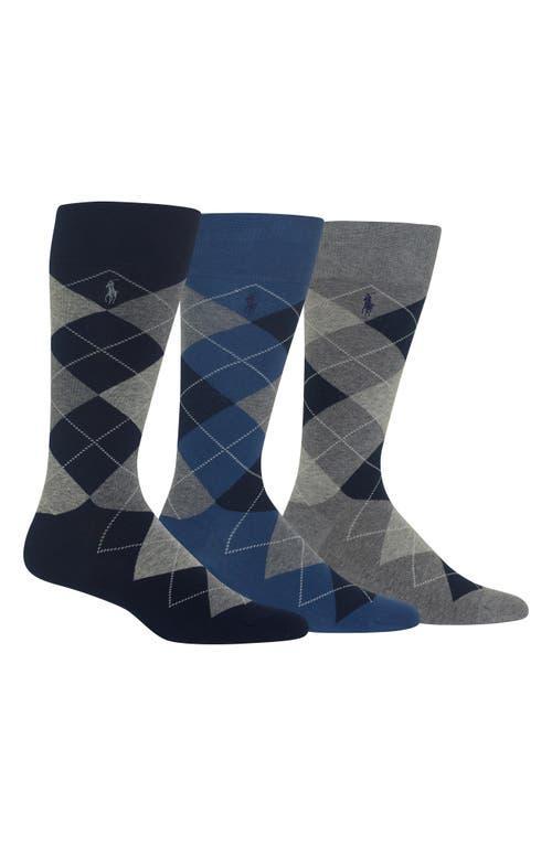 3-pack Argyle Socks In Navy/grey Heather Product Image