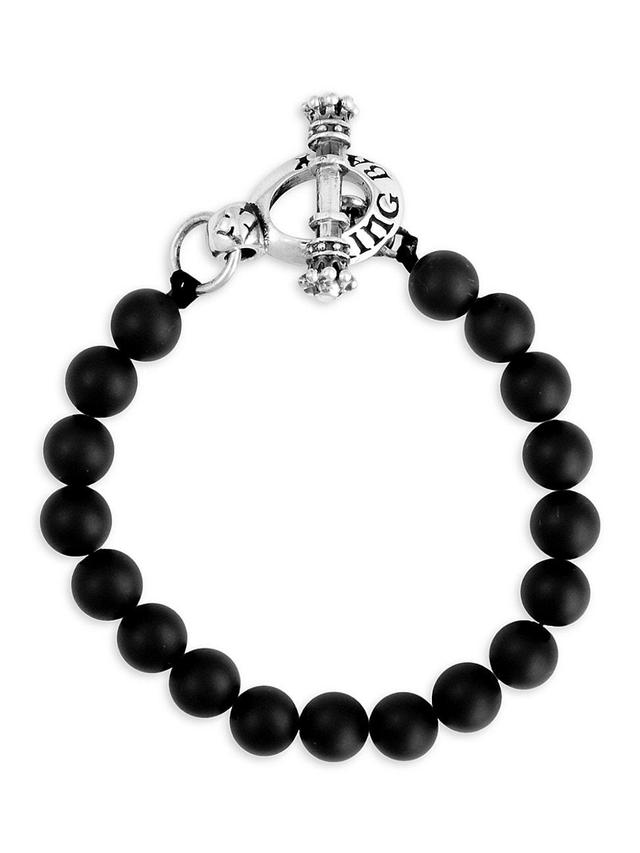 Mens Onyx & Sterling Silver Toggle Clasp Bracelet Product Image