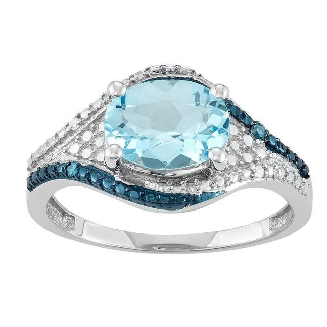 Jewelexcess Sterling Silver Blue Topaz & Diamond Accent Ring, Womens Product Image