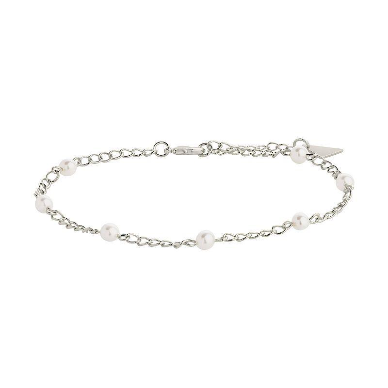 MC Collective Faux Pearl Station Anklet, Womens, Silver Tone Product Image