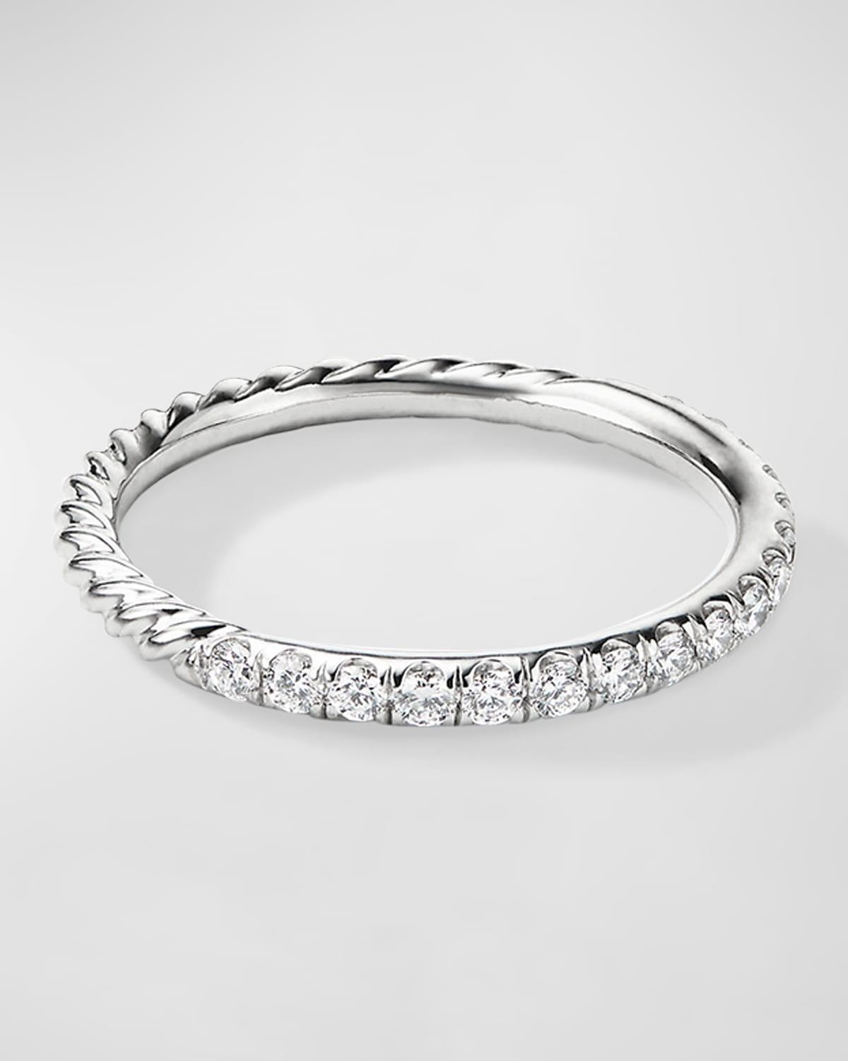 Womens Cable Collectibles Stack Ring in 18K White Gold with Pav Diamonds Product Image