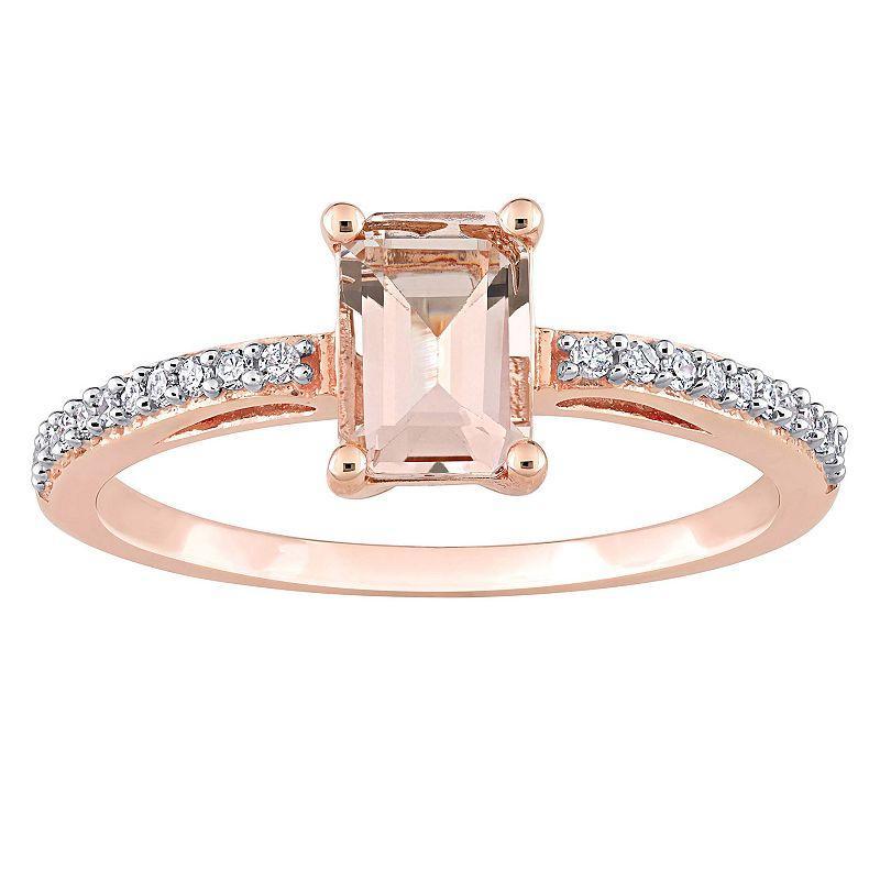 Stella Grace 10k Rose Gold Morganite & 1/10 Carat T.W. Diamond Engagement Ring, Womens 10k Rsgold Product Image