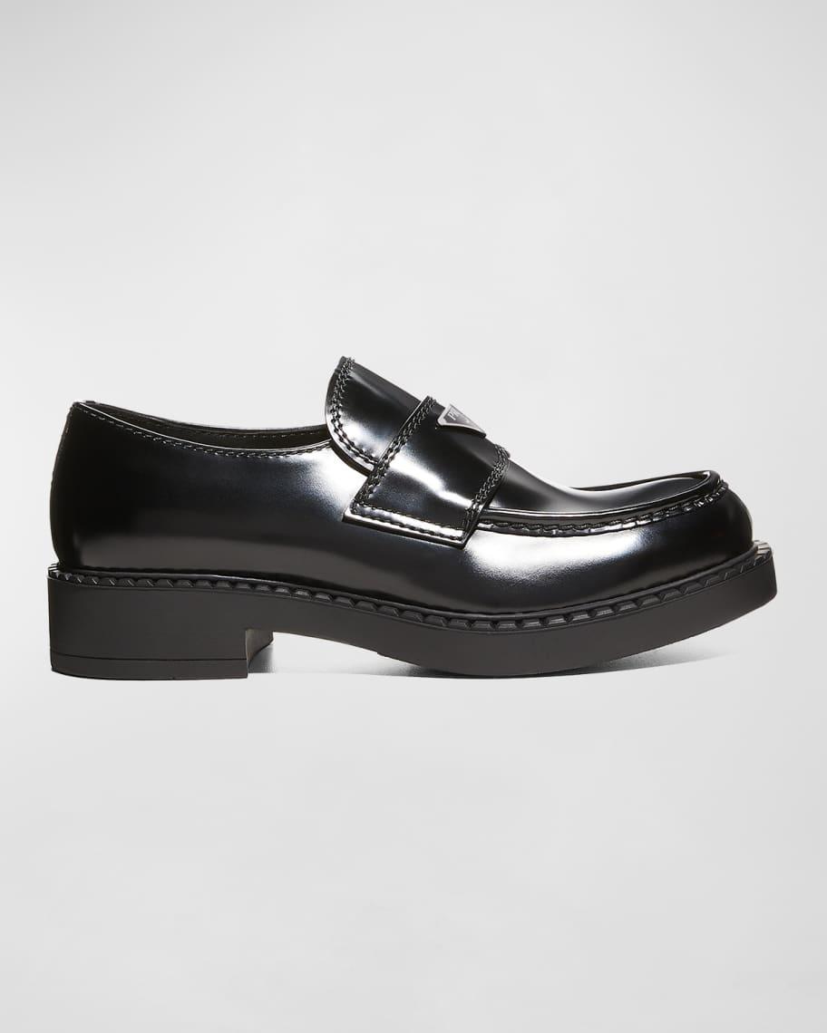 Men's Triangle Logo Leather Loafers  Product Image