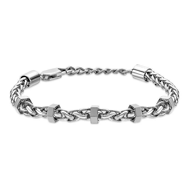 Mens LYNX Stainless Steel Wheat Chain Bracelet Product Image