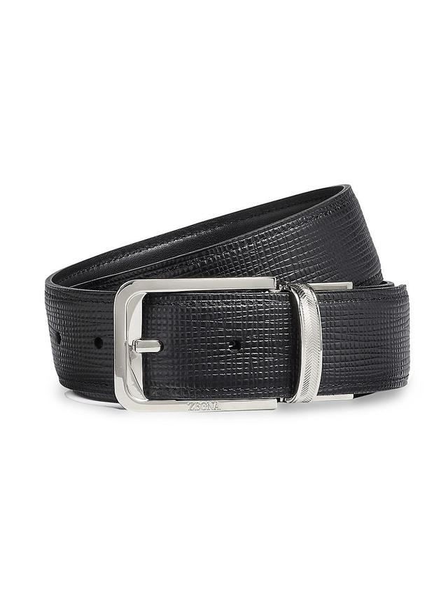 Mens Paglia Engraved Leather and Reversible Belt Product Image