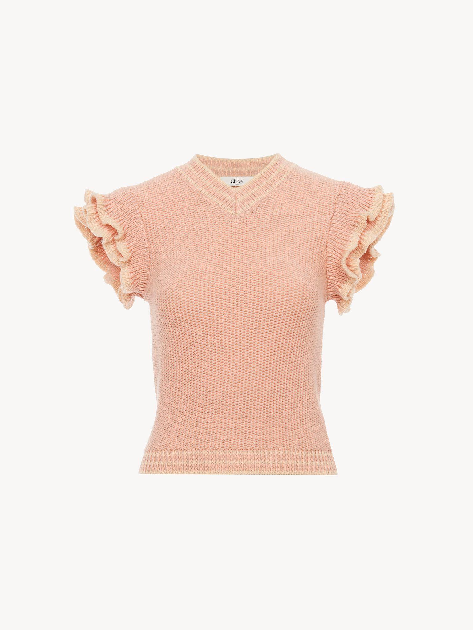 Short-sleeve knit top in wool knit Product Image