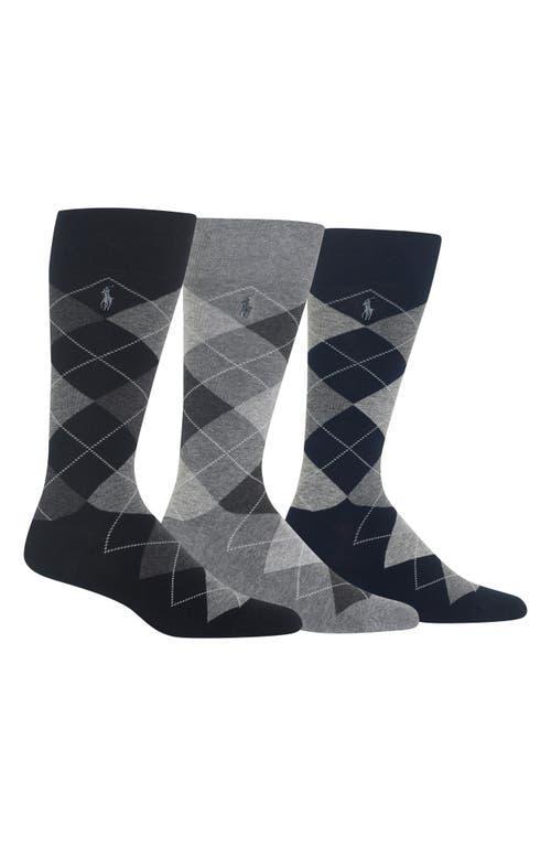 3-pack Argyle Socks In Navy/grey Heather Product Image