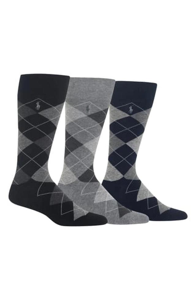 Argyle Dress Sock 3-pack In Grey, Navy, Black Product Image