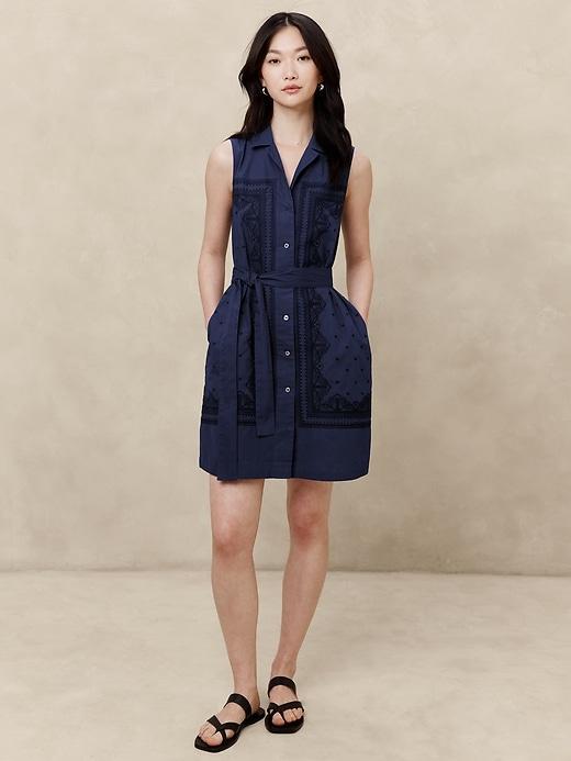 Embroidered Poplin Mini Shirtdress Product Image