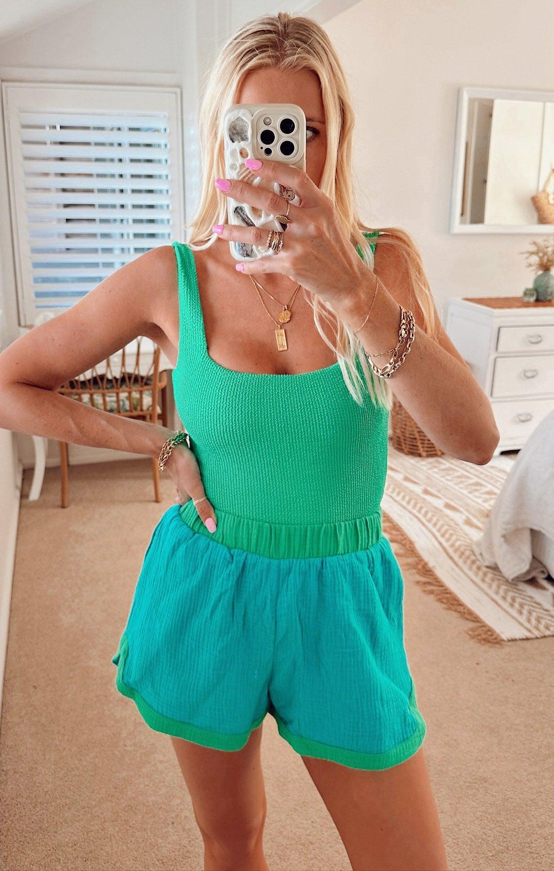 The Scrunch One Piece ~ Sea Green Scrunch Product Image