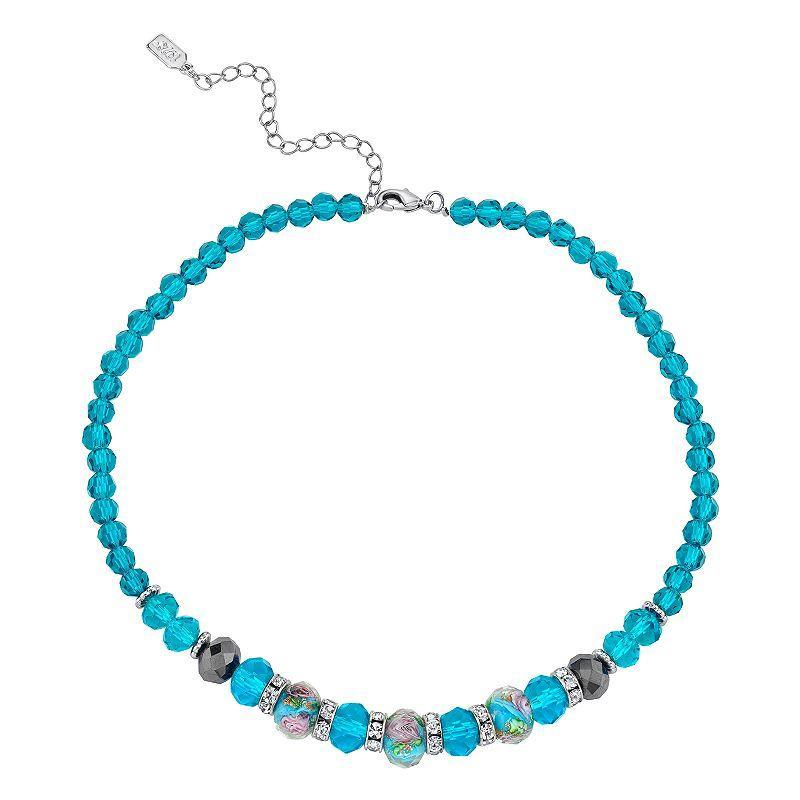 1928 Floral Bead Necklace, Womens, Blue Product Image