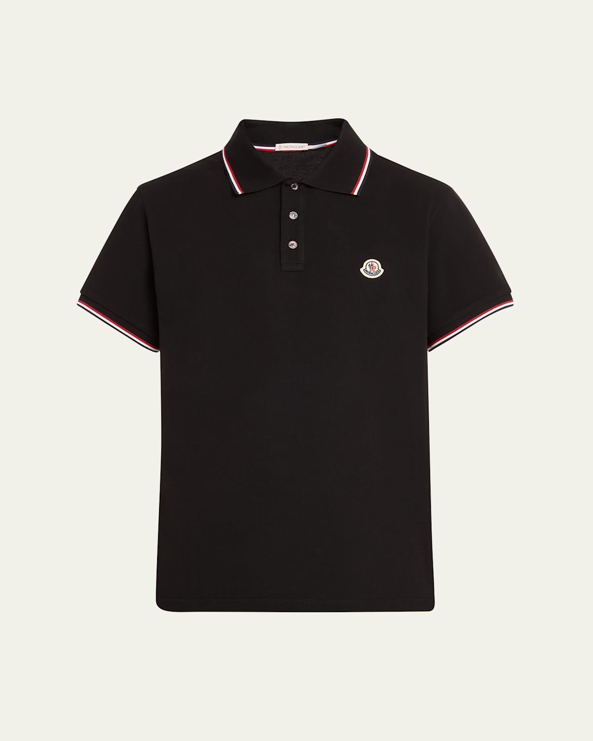 Mens Short Sleeve Logo Patch Cotton Pique Polo Shirt Product Image