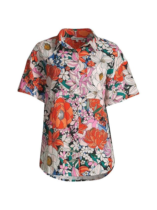 Womens Michelle Boxy Floral Cotton Shirt Product Image