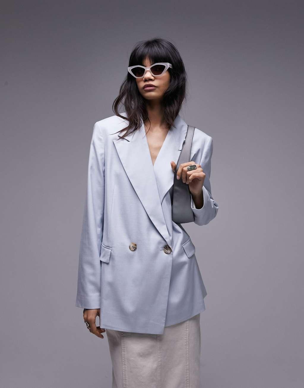 Topshop straight blazer in seafoam blue - part of a set Product Image