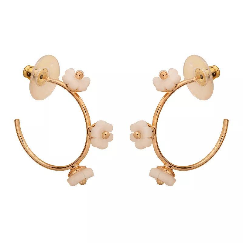 LC Lauren Conrad Gold Tone Floral Statement Hoop Earrings, Womens Product Image