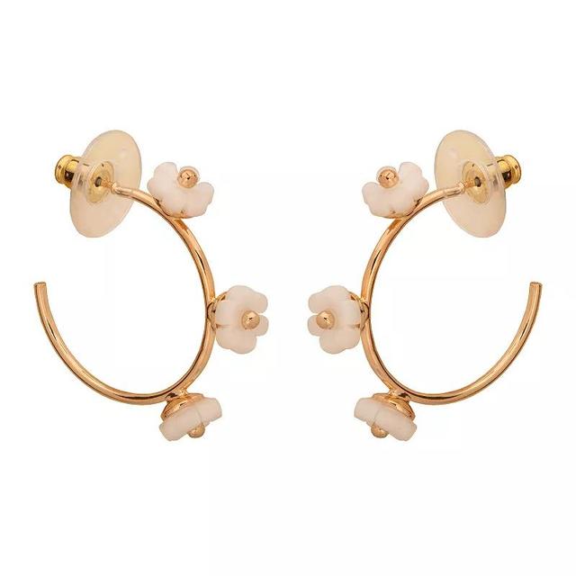 LC Lauren Conrad Gold Tone Floral Statement Hoop Earrings, Womens Product Image